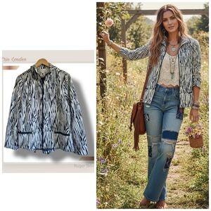 🌿Erin London Womens Large Zebra Embroidered Zippered Lightweight Jacket